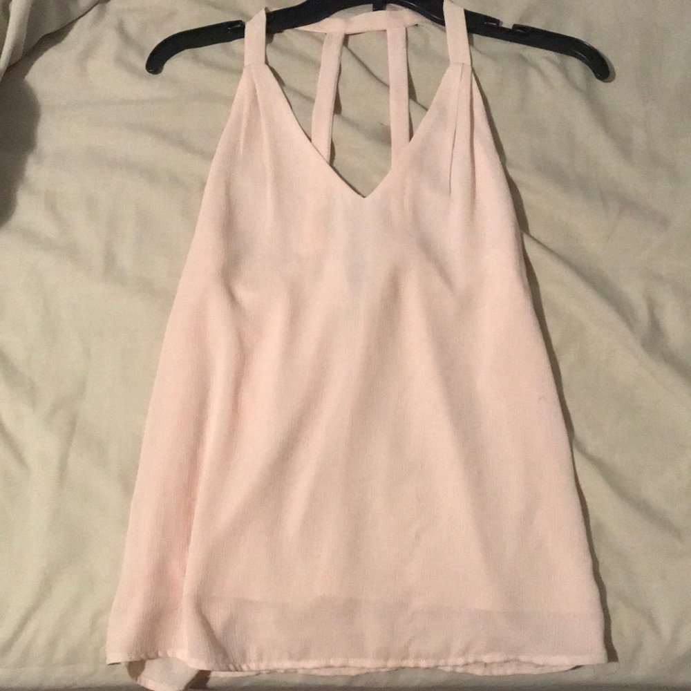 Light Pink Chiffon Open Back Top
